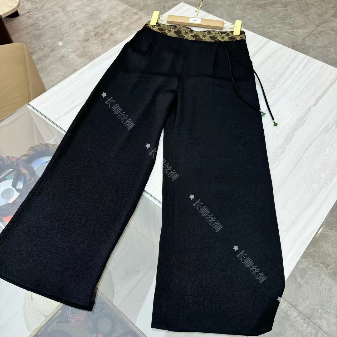 【江长卿】龙鳞｜新中式刺绣阔腿裤女春秋复古新款高腰时尚长裤