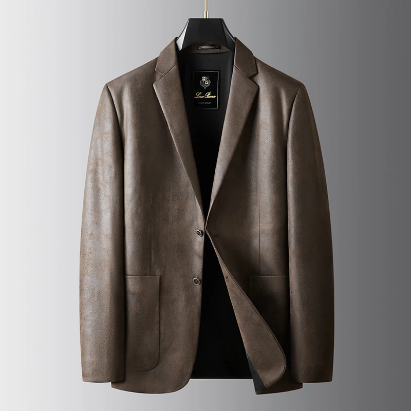 大码男士春秋新款印花西服加肥加大商务单西胖子肥佬抗皱西装外套