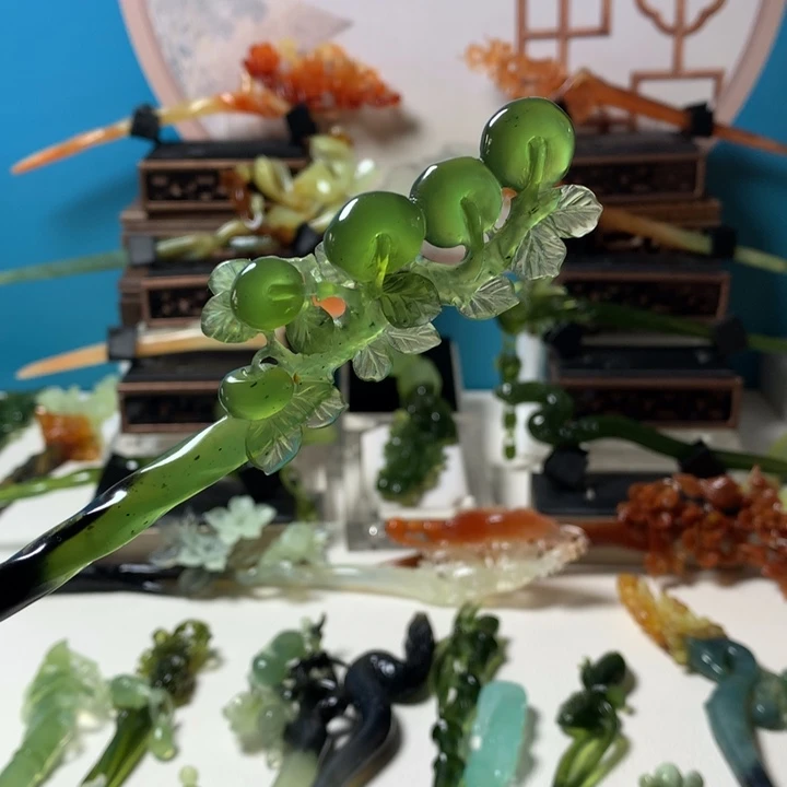 蛇纹石玉未镶嵌发簪