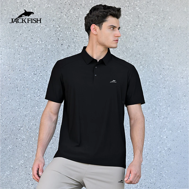 JACKFISH男款夏季凉感抗皱耐磨商务休闲户外运动短袖POLO衫-16M