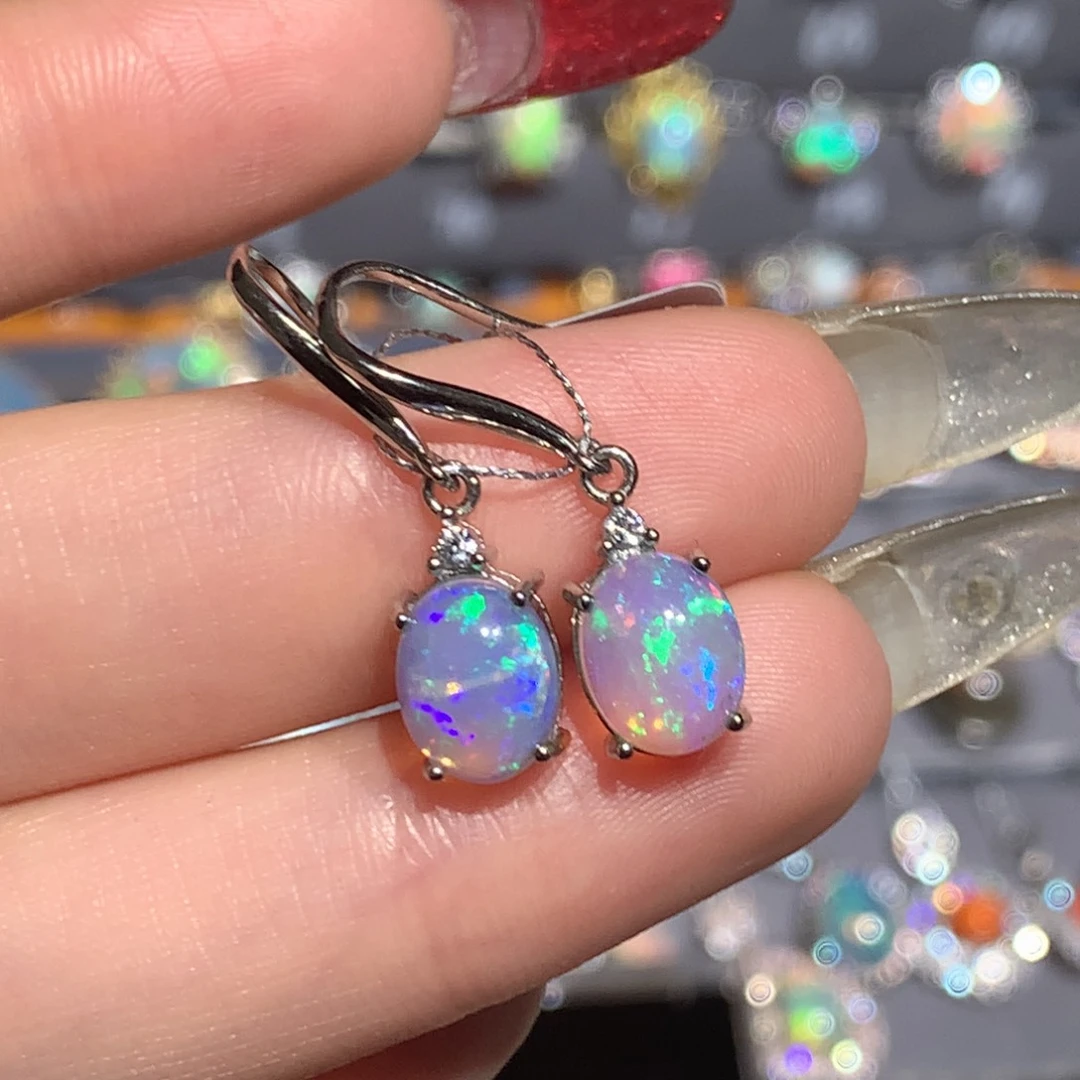 欧泊银S925镶嵌福利耳饰w