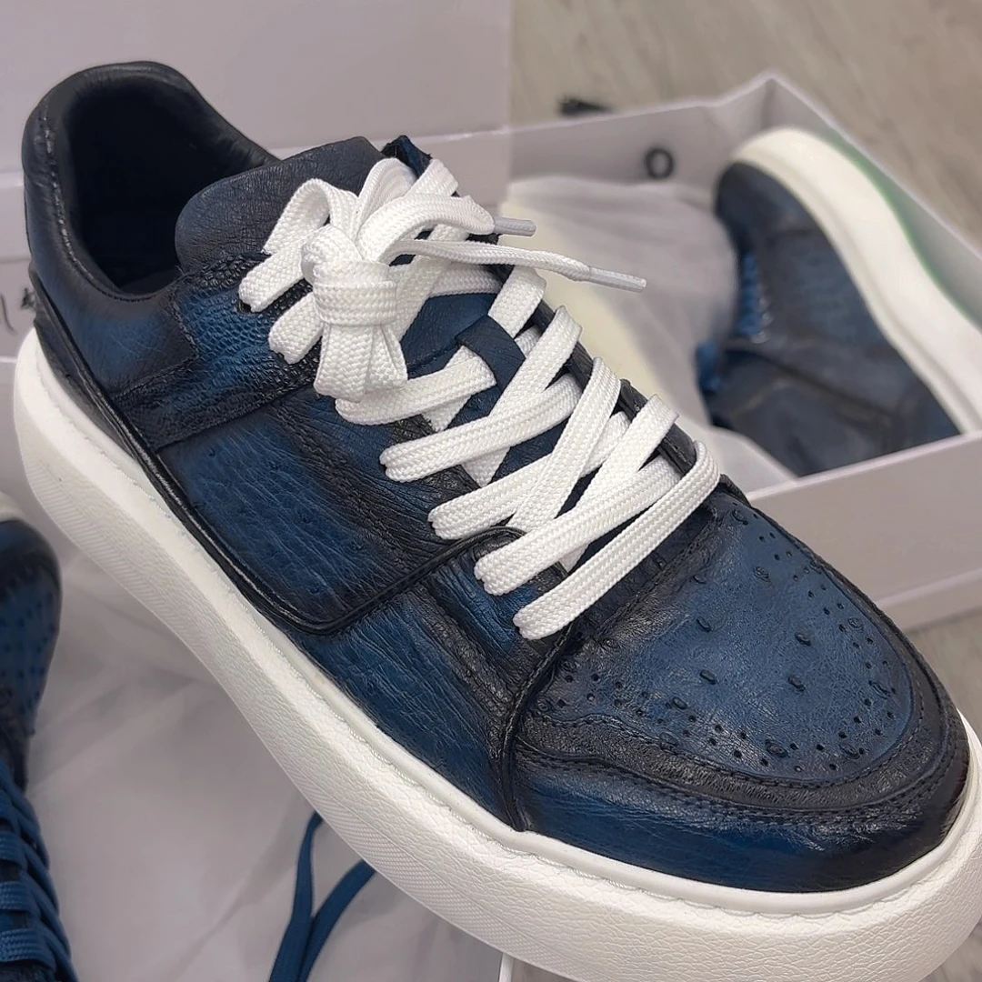 织物雾霭蓝驴家鸵鸟板鞋38 蓝色鞋带