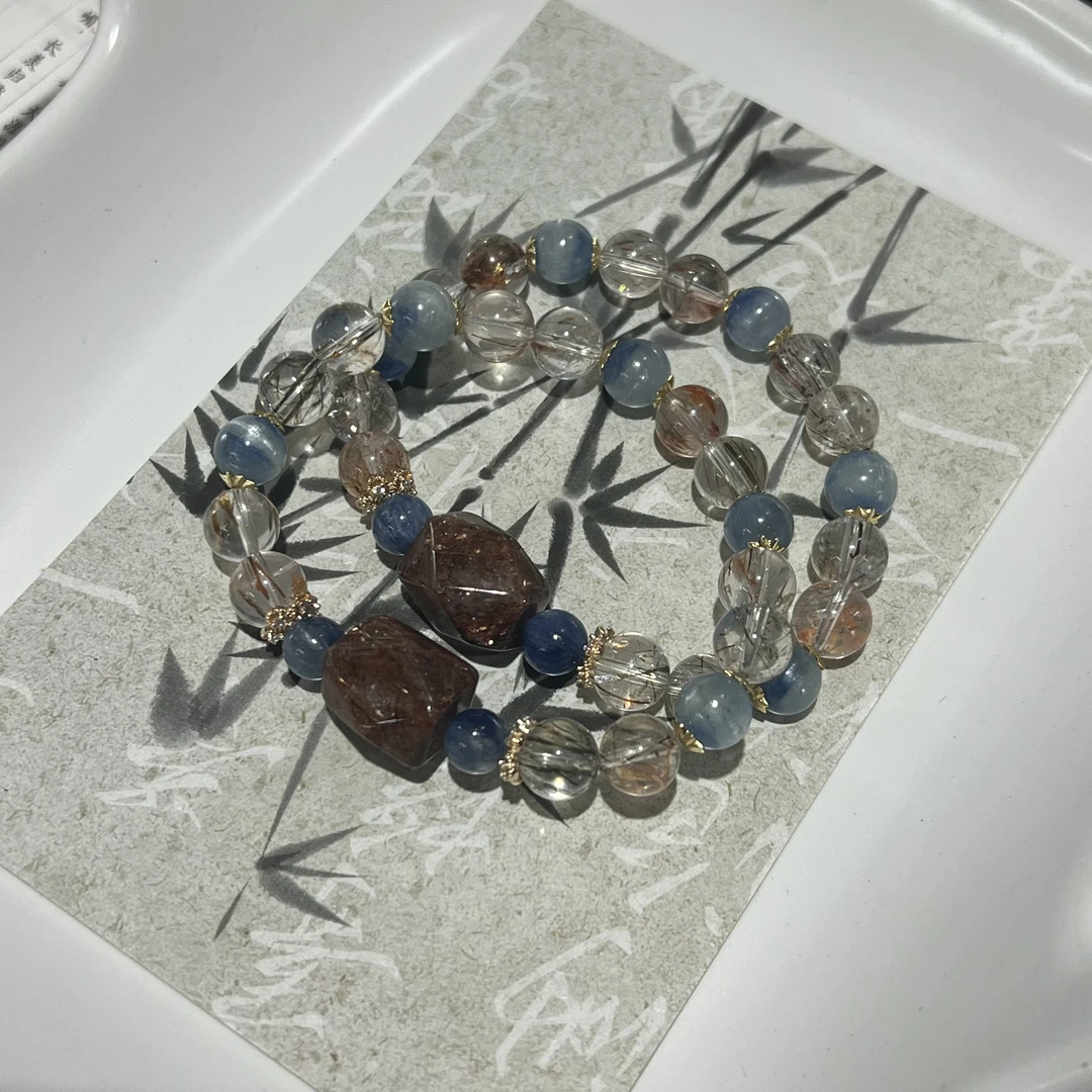 【月月家】AF006天然水晶 原创黑金超水晶手串 多样性发其一