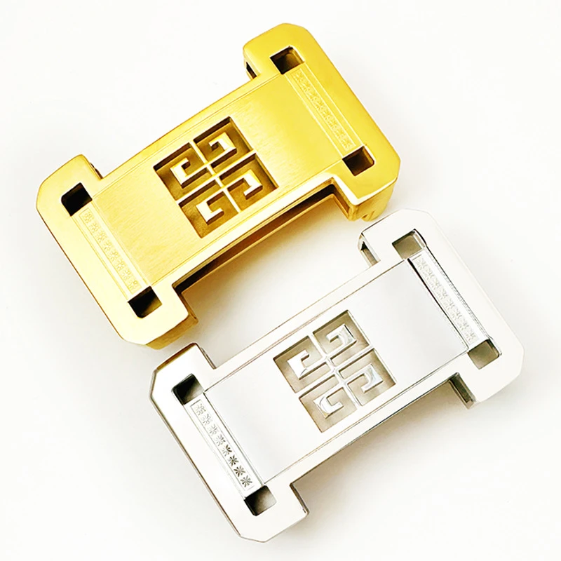 3.8不锈钢板扣男士高级感商务花纹平滑扣裤腰带头配件源头工厂