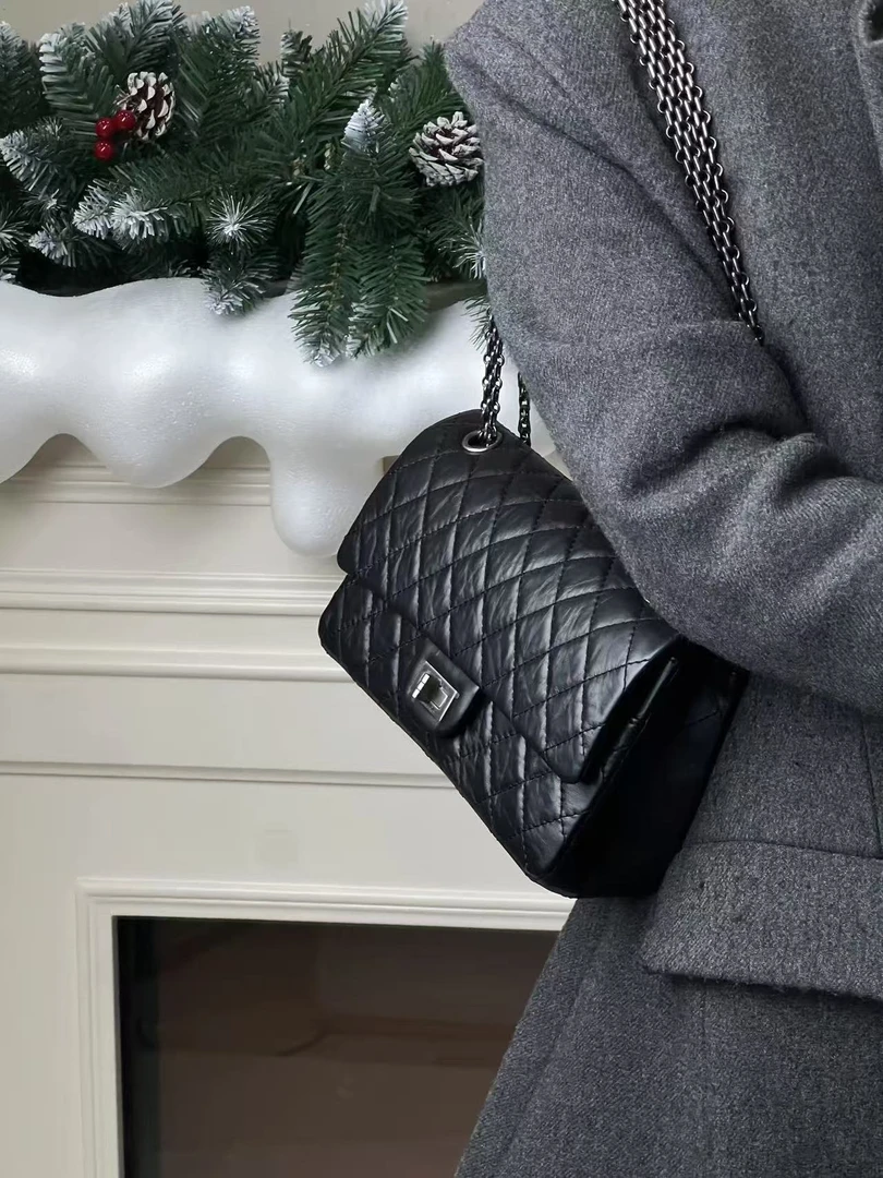 未使用 Chanel/香奈儿 2.55黑银中号单肩包/甄选