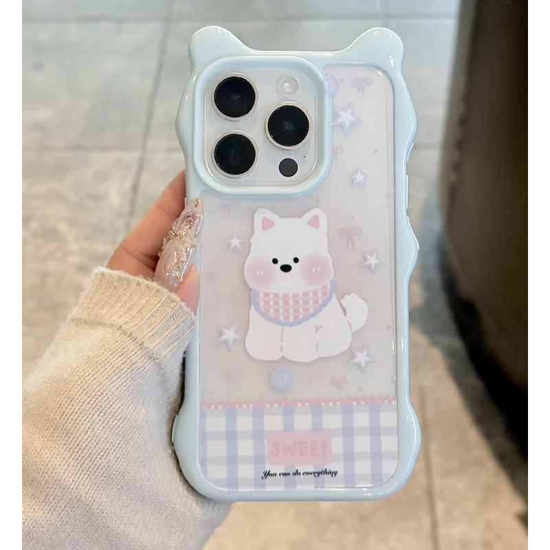 BANCA卡通波浪猫耳西高地适用苹果16Promax手机壳iPhone15/14女13