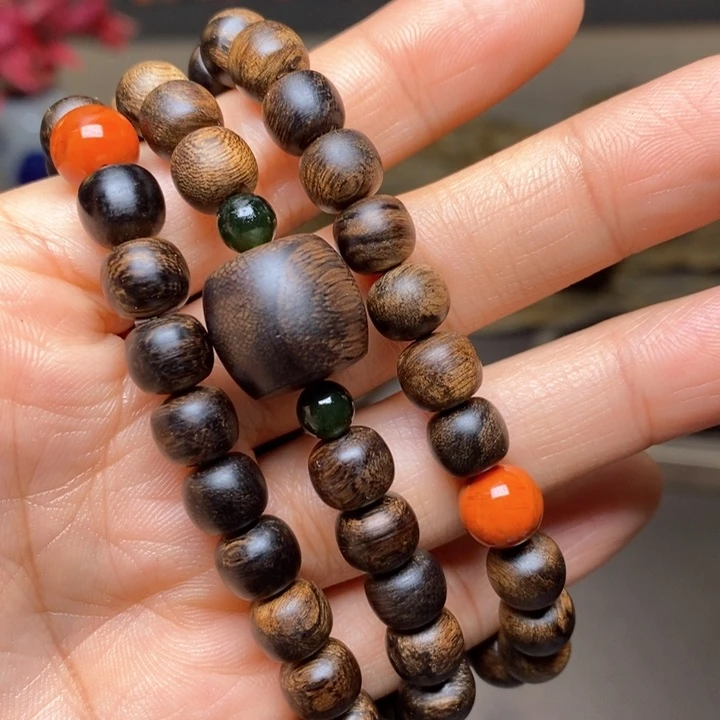 沉香手串越南芽庄紫棋瘤疤6×8 设计