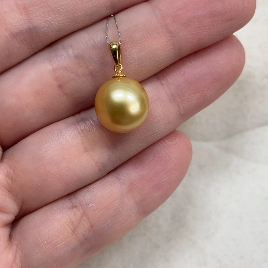 海水珍珠吊坠(不含链)18K金镶嵌12-13mm