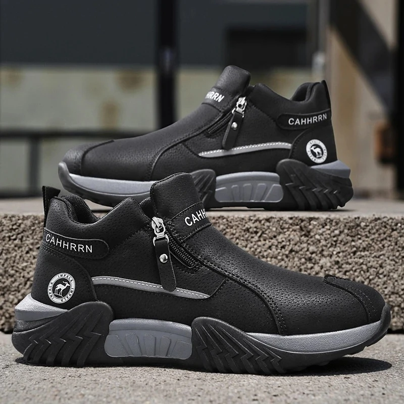 2025男鞋秋季新款高帮休闲鞋男士爆款厚底百搭潮流休闲防滑工装鞋