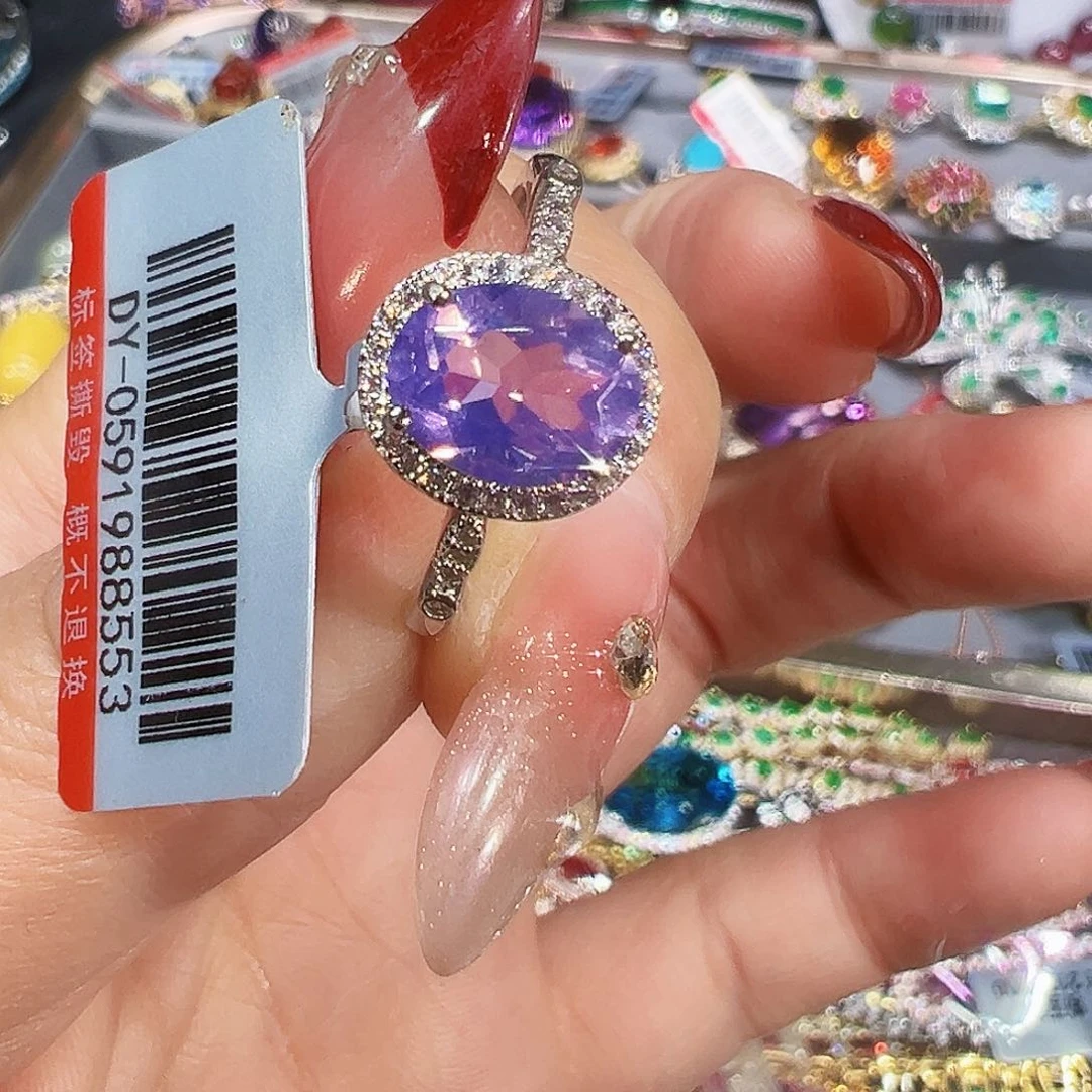 银S925镶嵌戒指水晶