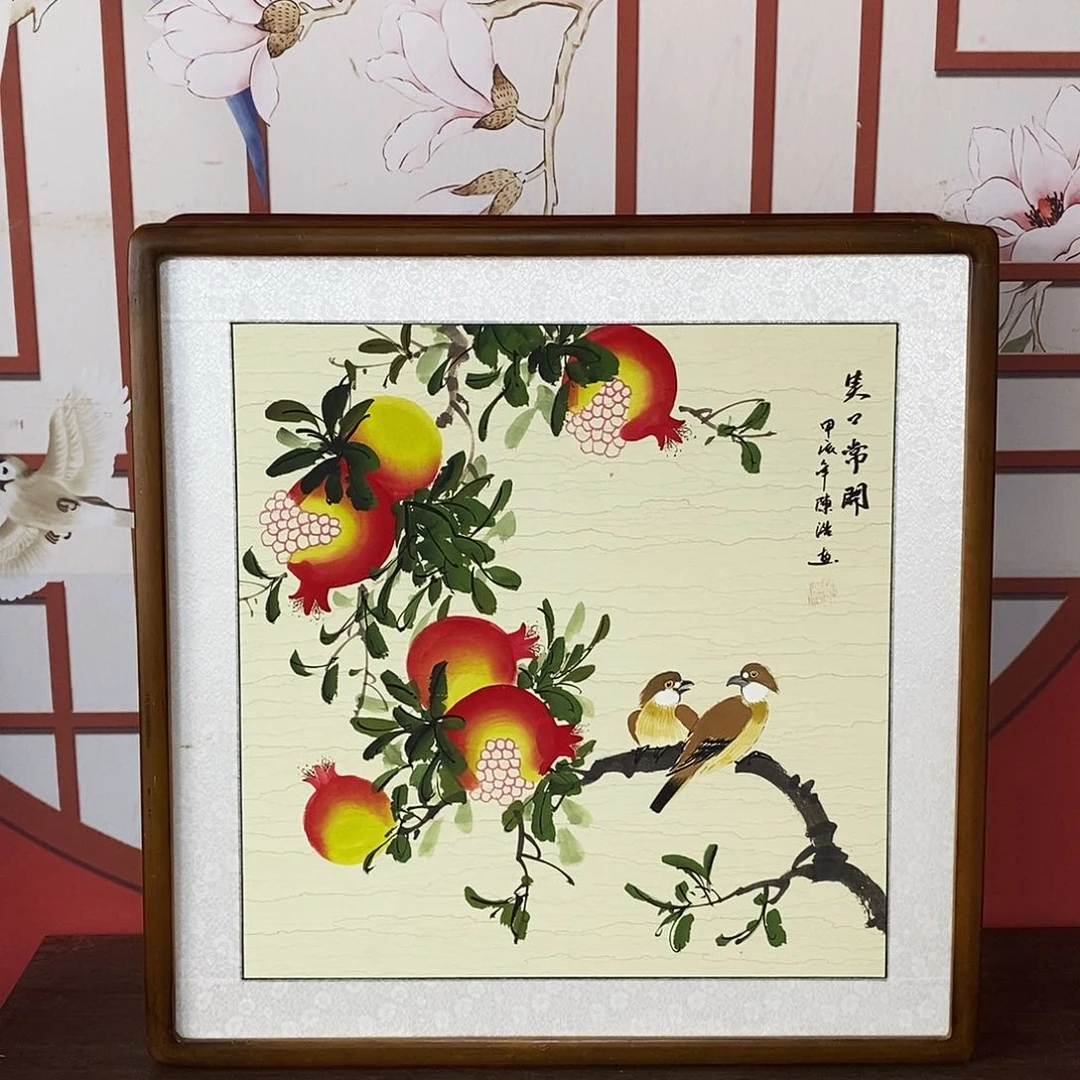 国画手绘作品带框尺寸62✖️62厘米包邮