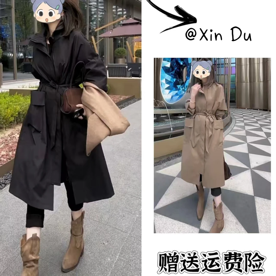 2025秋季新款时尚显瘦气质女士网红洋气风衣百搭款D22342
