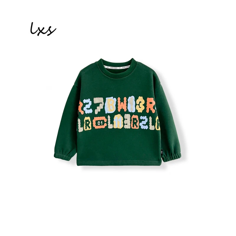 抓毛薄绒童装秋冬韩版宽松百搭卡通印花长袖儿童圆领套头卫衣Q252