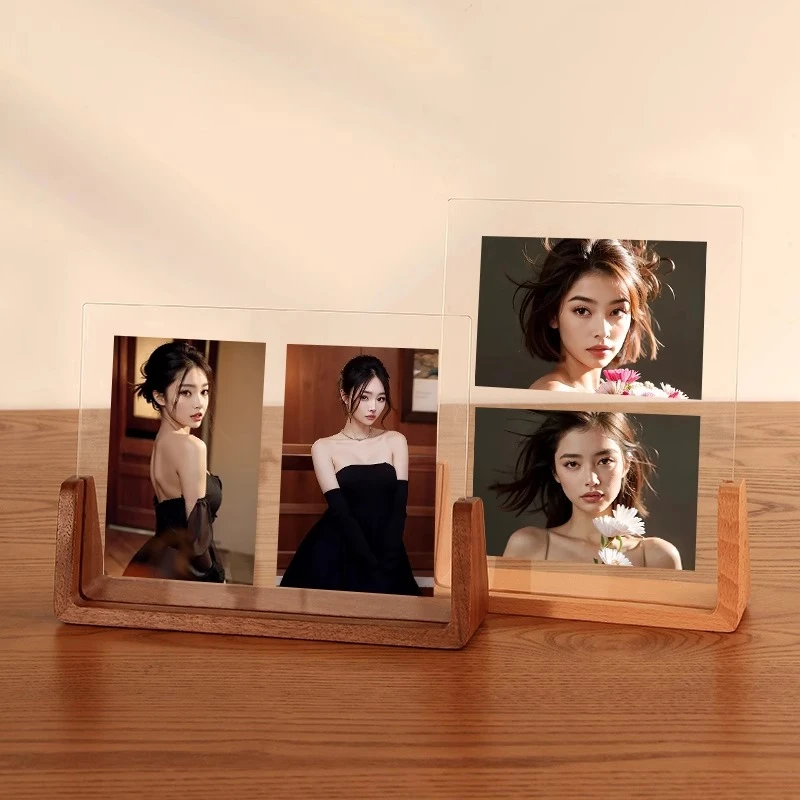 实木相框摆台拍立得照片展示装裱框高级感海马体6寸A4亚克力空框