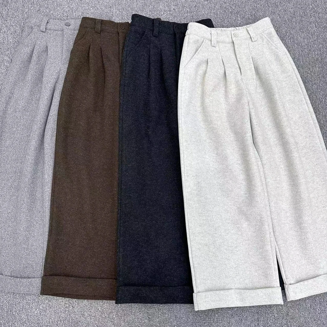 【周周家】6741濮院冬季羊毛裤阔腿裤纯色女士休闲时尚街头风