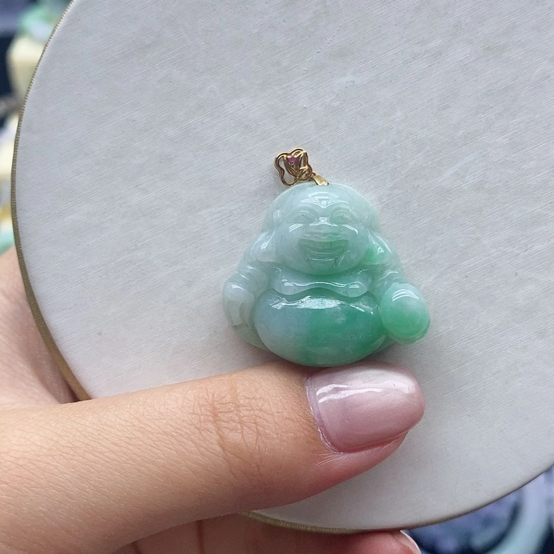 翡翠18K金镶嵌吊坠(赠链)
