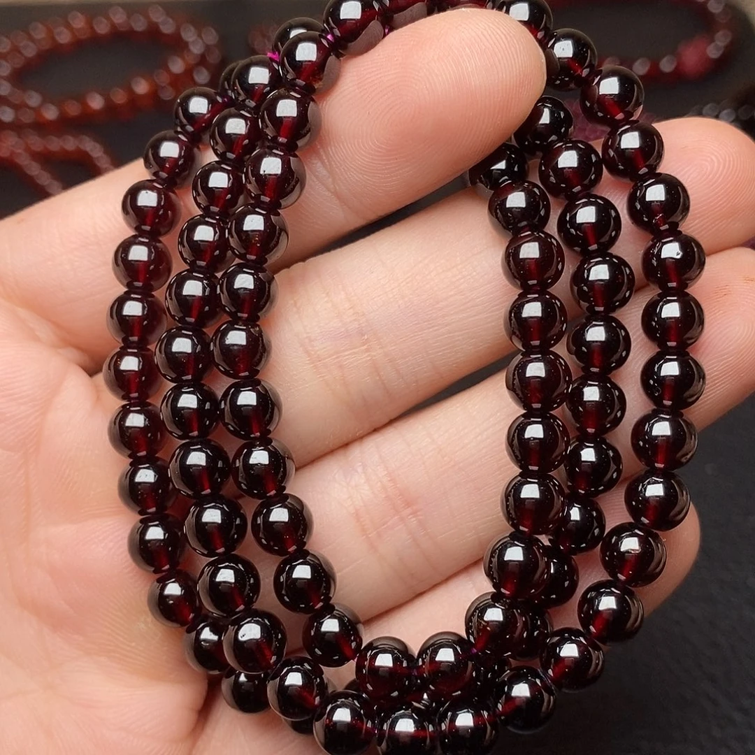 手链石榴石未镶嵌卡6酒红色高品质