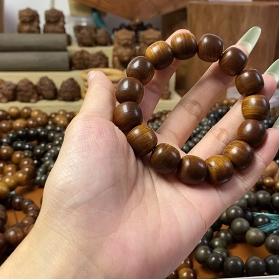 老山檀香黑肉沉水14-15桶珠手串