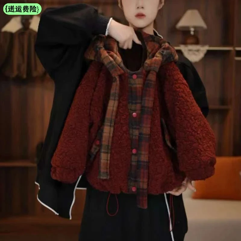 英氏YeeHoO【100%棉】儿童冬季加绒新款棉衣男女宝宝加绒加厚复古韩