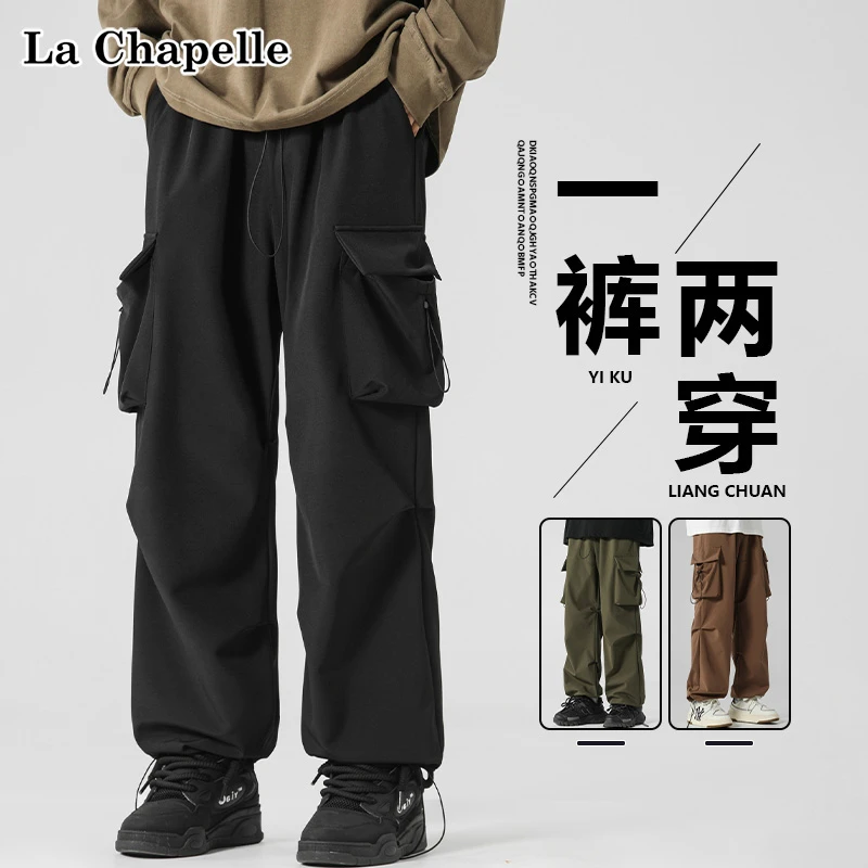La Chapelle/拉夏贝尔多口袋美式伞兵工装裤男士秋季阔腿休闲裤子