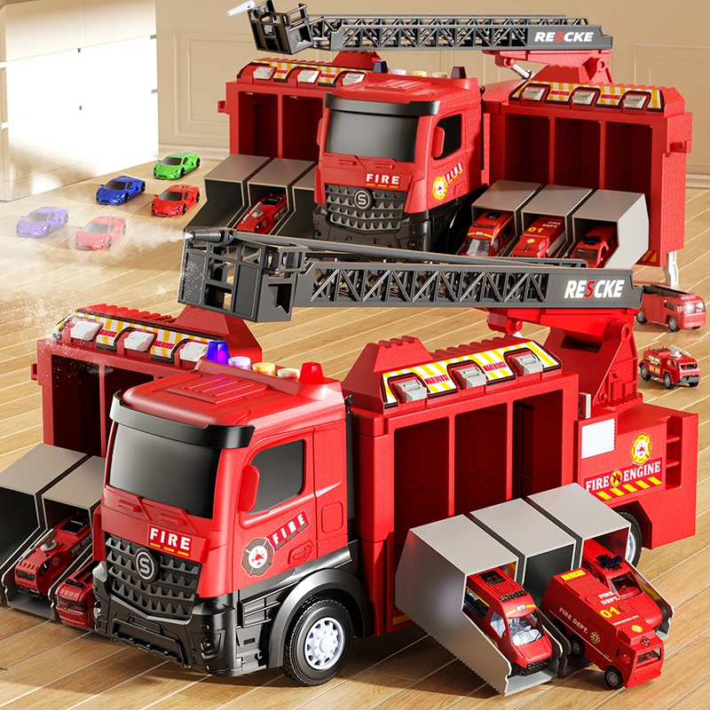 山姆多功能消防车玩具男孩大号警车轨道喷水变形儿童生日礼物3岁6