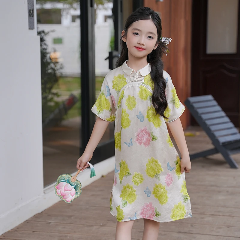 0769509女童旗袍中国风改良裙子2025夏季新款连衣裙新中式表演服