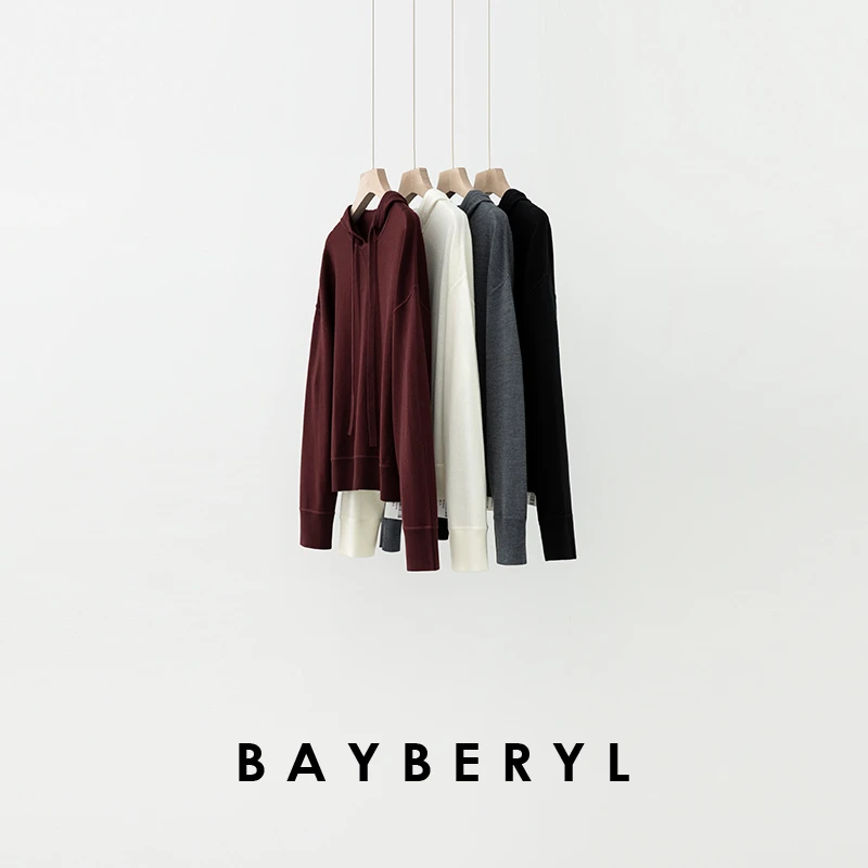 BAYBERYL老贝Clean帽衫*精简羊毛百搭落肩秋针织衫ZZS5F2502