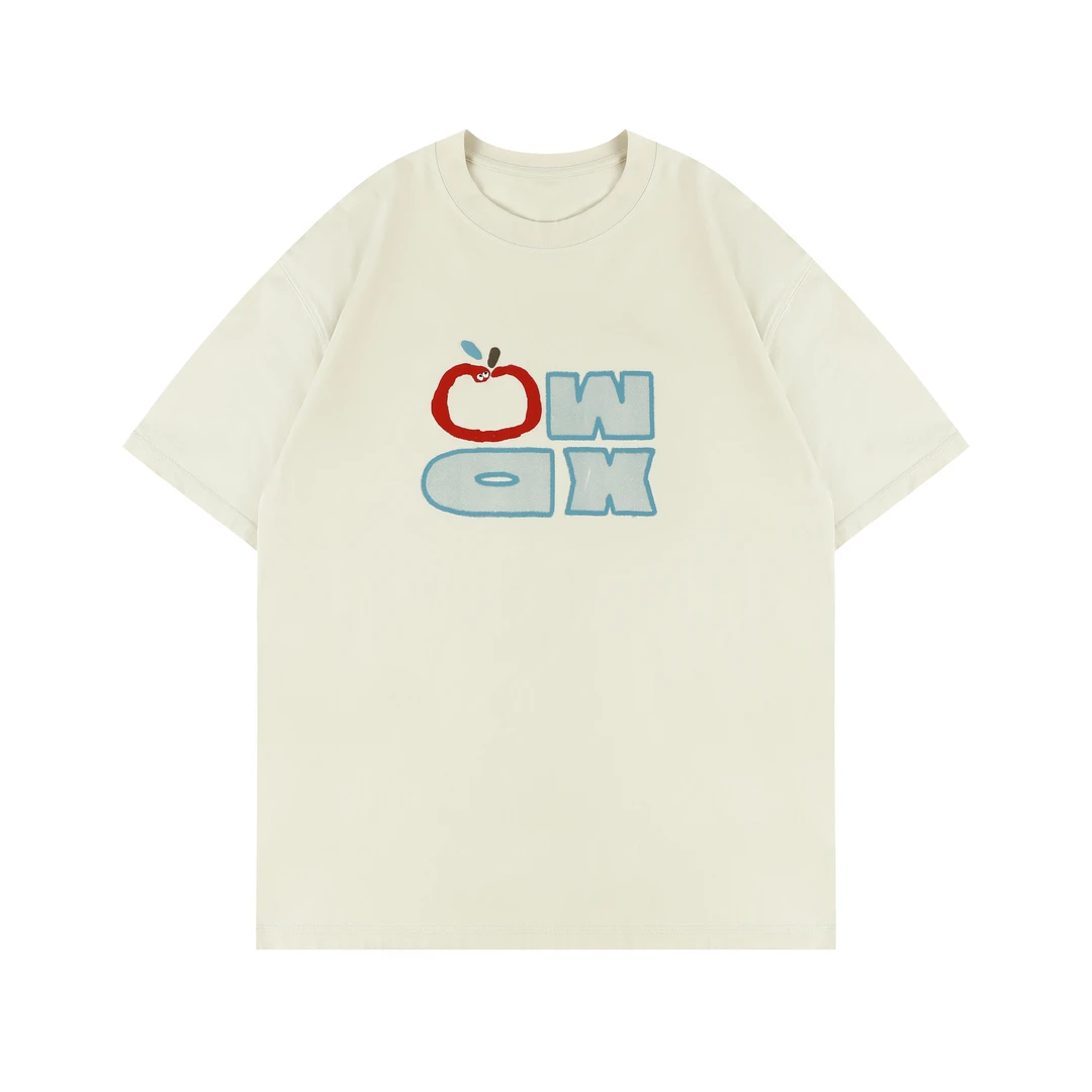 DX.DAXI【苹果派】 趣味苹果短袖T恤夏季休闲宽松情侣装上衣