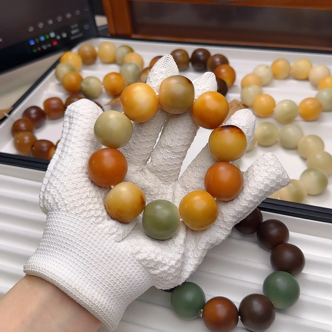 菩提根/象牙果手串卡24.5干磨苹果微微瑕