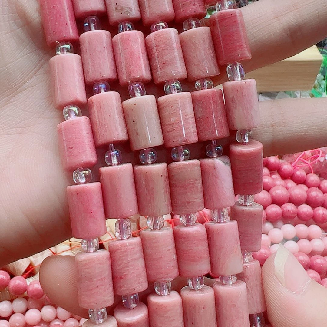 玛瑙/玉髓合金珠宝半成品8*12红木纹管住一条
