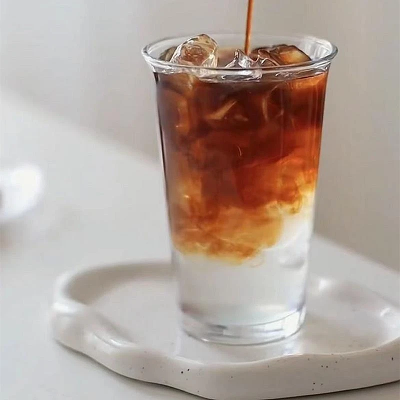 ins风翻口咖啡杯小众设计玻璃果汁杯早餐杯家用水杯奶茶牛奶杯