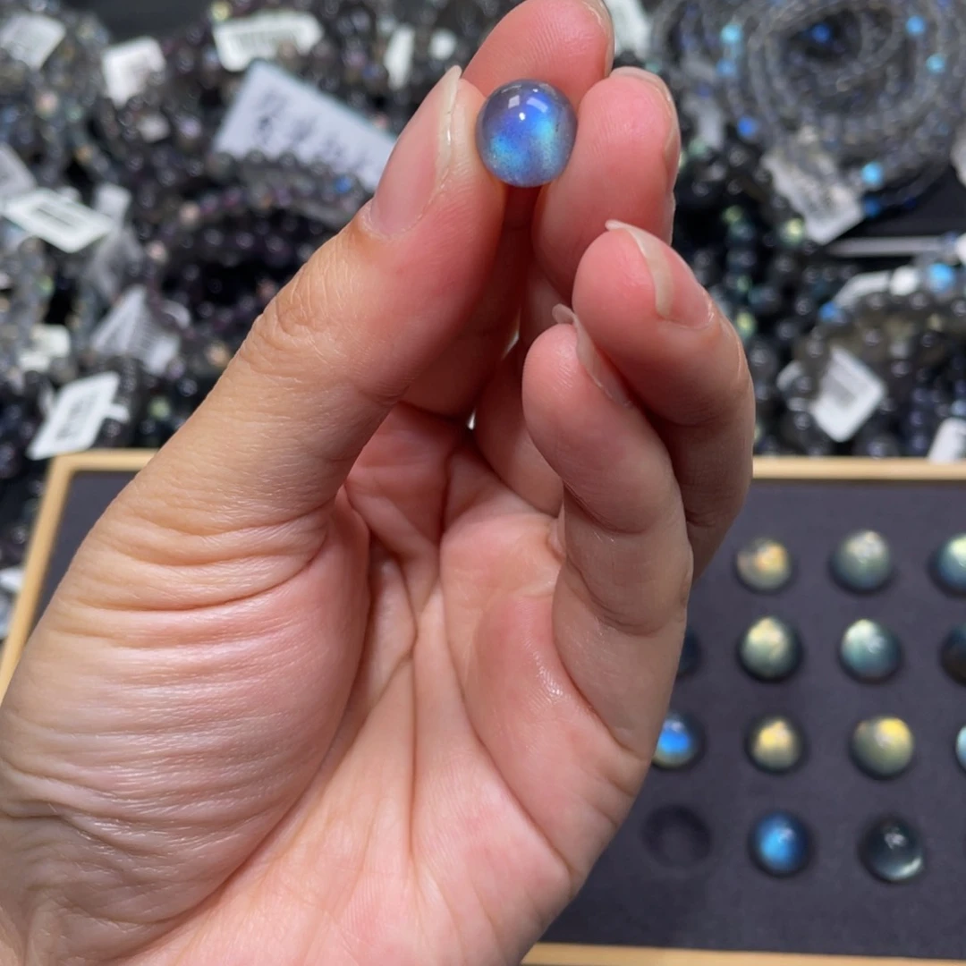 拉长石手链未镶嵌存*于灰月光单珠直径10m