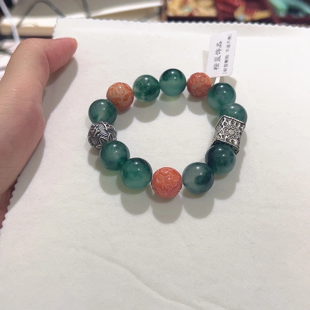 花岗石铁合金锡合金铁合金绿色海草手串