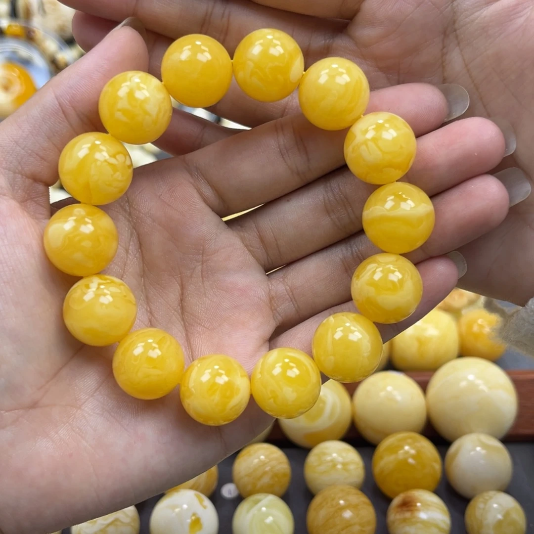 琥珀未镶嵌手串同料圆珠手串16mm