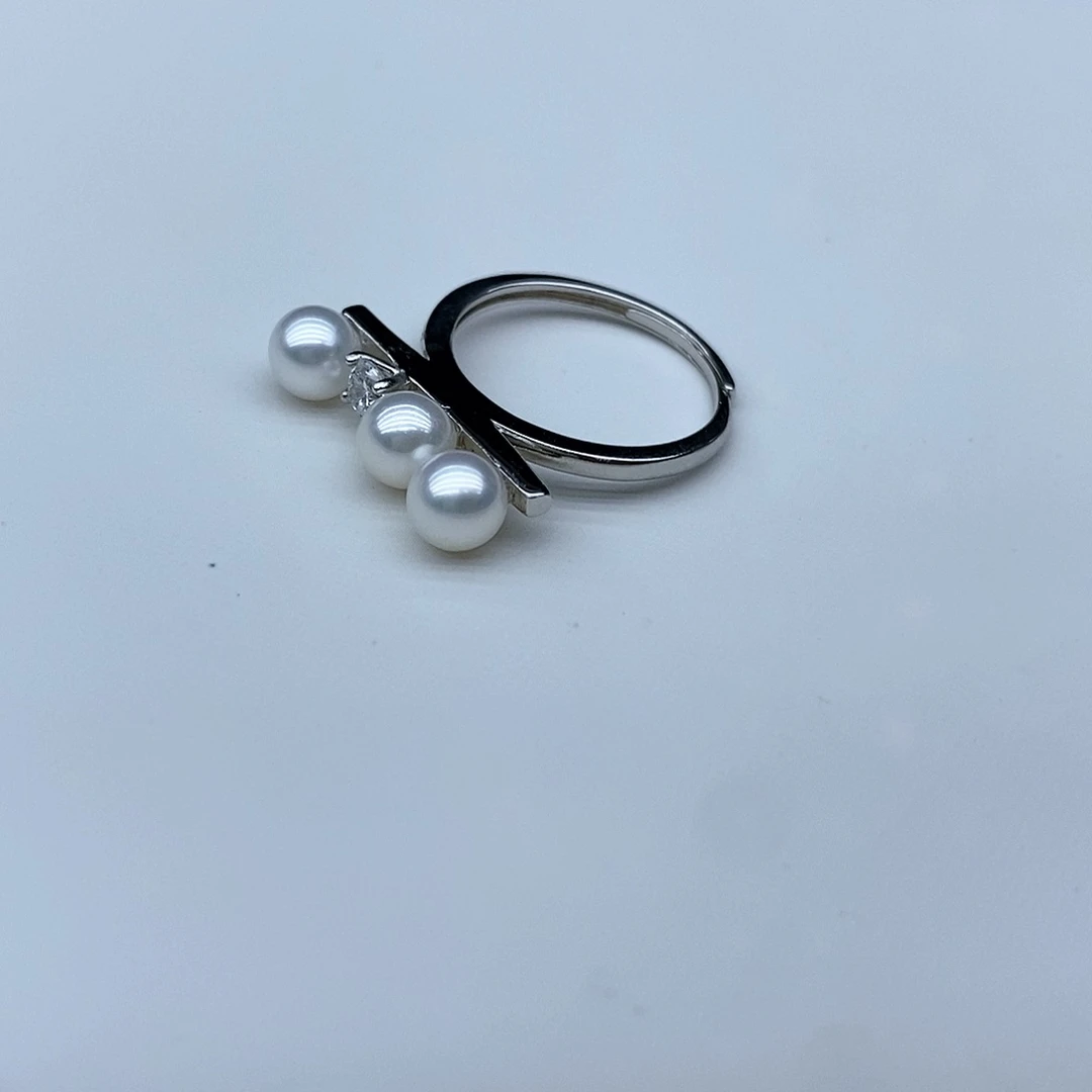 淡水珍珠戒指银S925镶嵌
