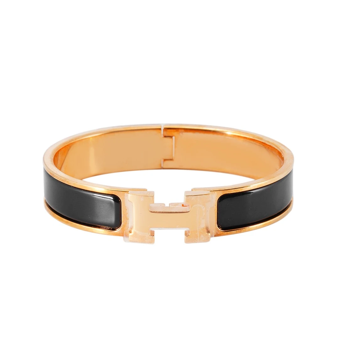 99新 Hermes/爱马仕 Clic H 黑玫瑰金手镯/JL22010560