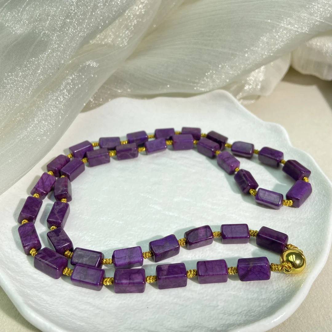 【同林舒】南非老矿料-泥地樱花高端精品方糖项链（A52）