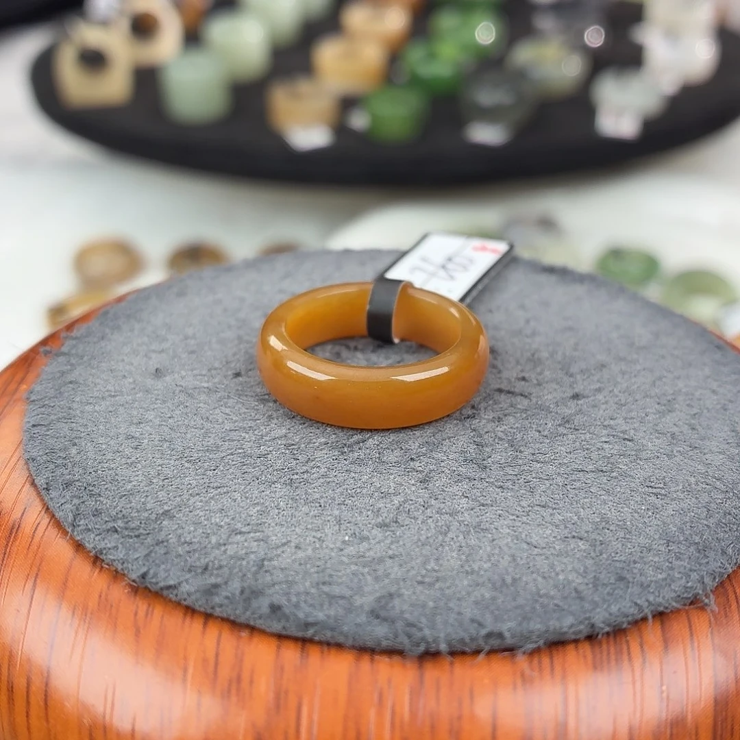 和田玉未镶嵌戒指b84橘糖圆条17.9不退换