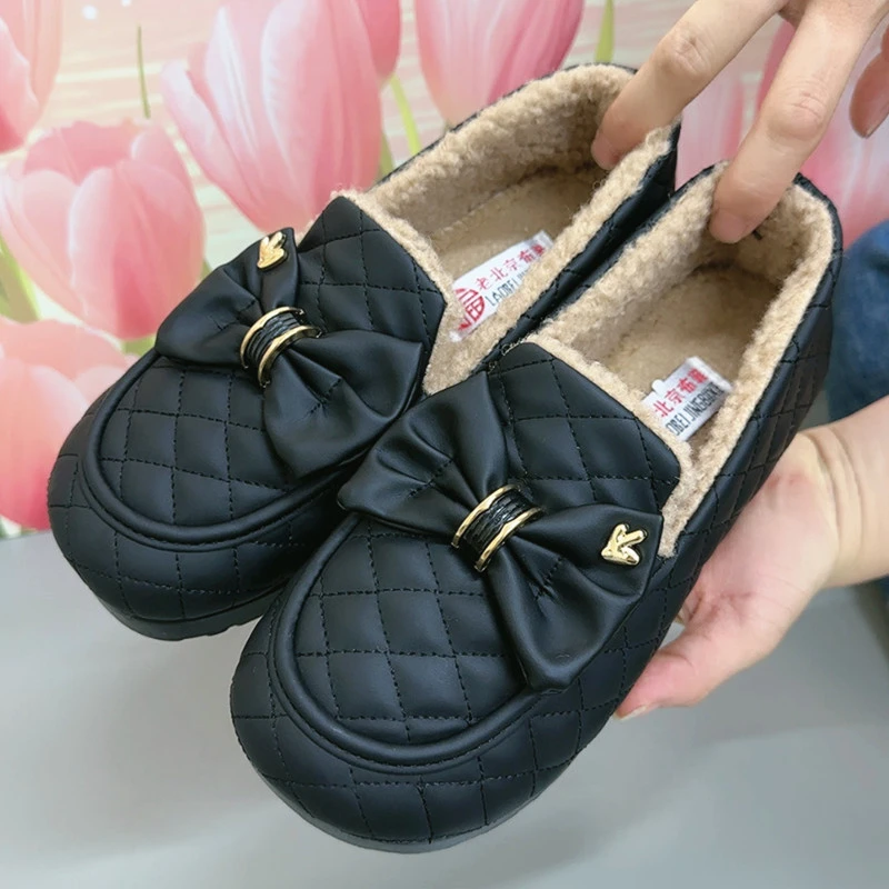 毛毛鞋女鞋2025冬季新款时尚百搭加绒加厚豆豆鞋防滑保暖乐福棉鞋