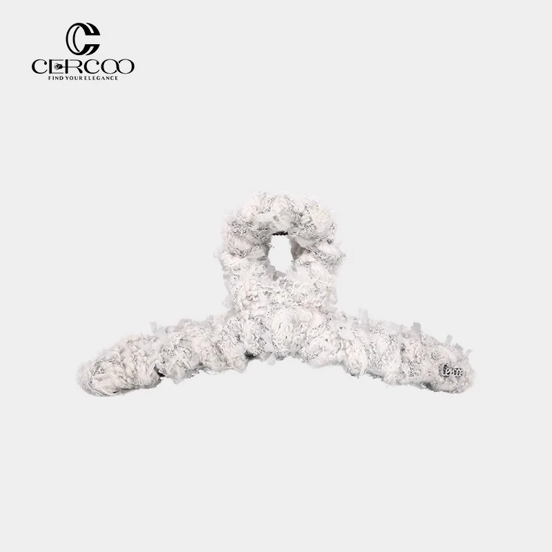 Cercoo/奢蔻秋冬毛毛绒抓夹大号鲨鱼夹法式高级感小香风头饰发抓