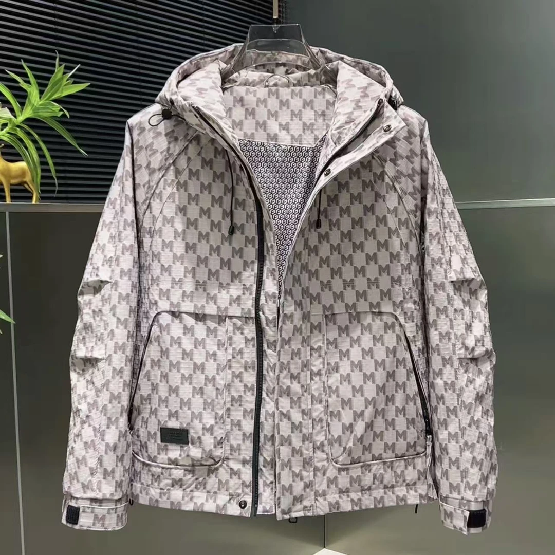 2025新款秋季加厚潮流印花短款欧美风休闲冬季男士夹克秋冬外套