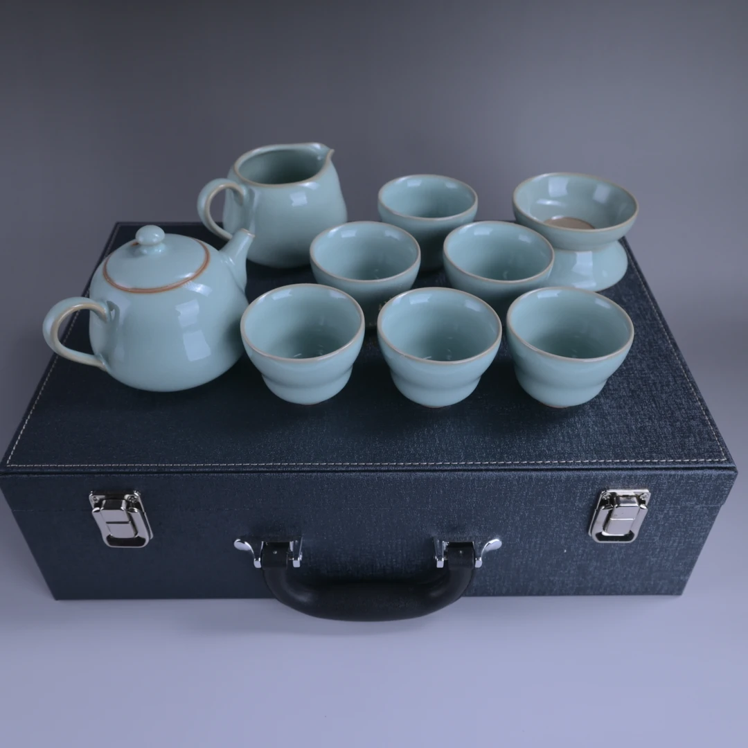 天青 葫芦壶茶具套装 十件套 礼盒装