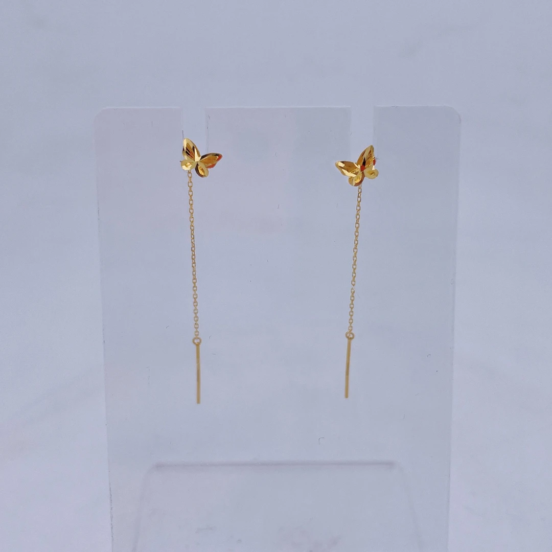 足金999黄金镂空蝴蝶金耳线0.55 2517011702