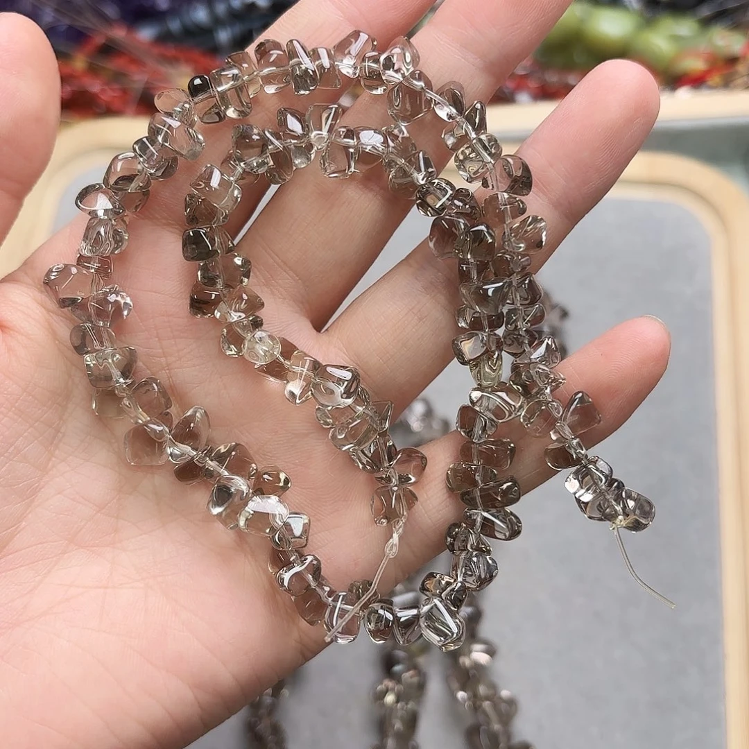 树***子玛瑙/玉髓未镶嵌珠宝半成品茶晶小边孔一条