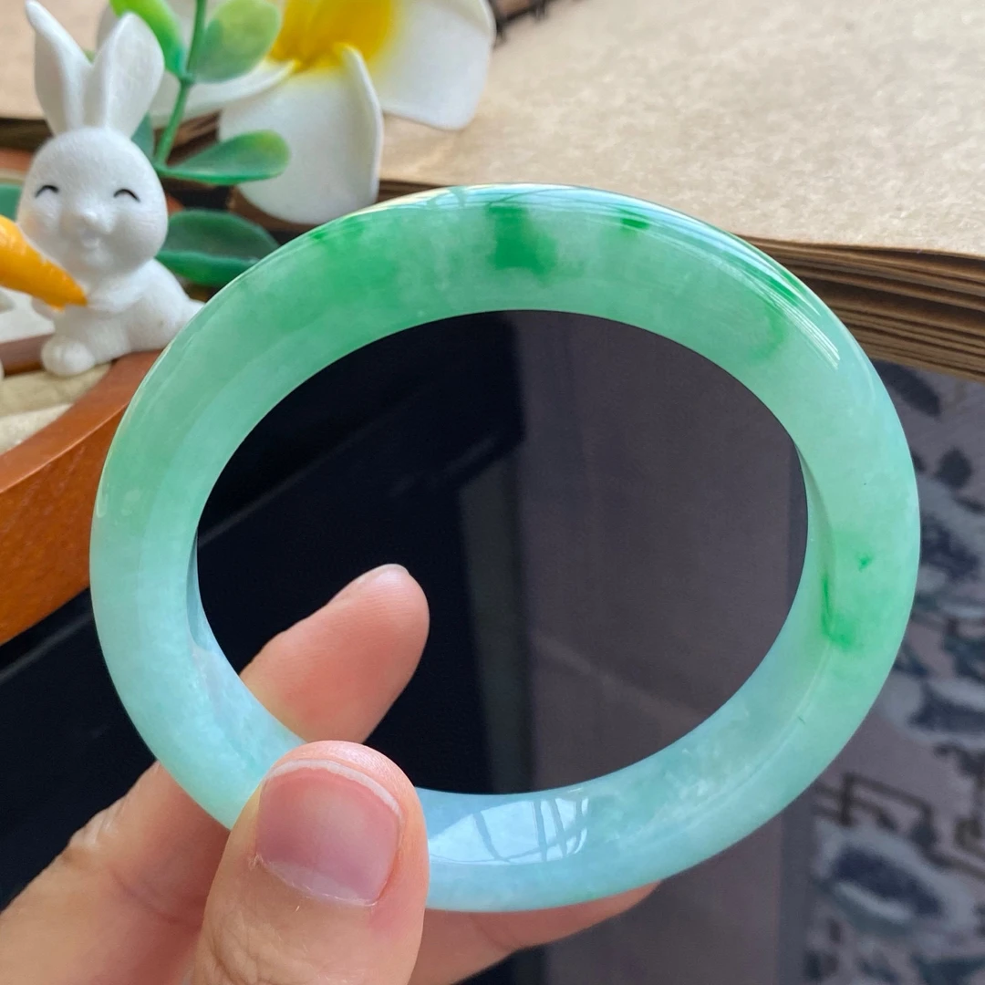 2.14批640号手镯59.6-12-9.1翠阳绿飘花镯！春意正盛、绿意正浓！