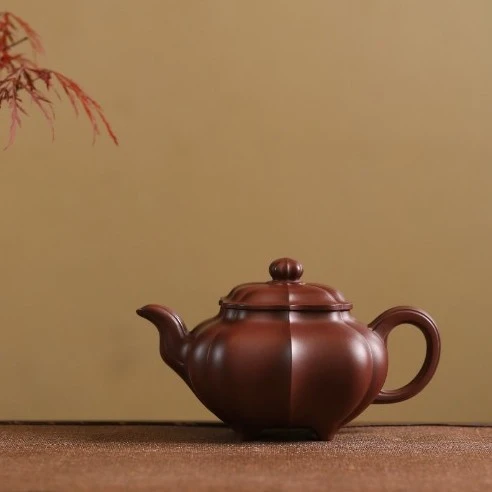 菱花传炉600c 深井紫泥 特大品纯全手工  宜兴紫砂壶收藏送礼