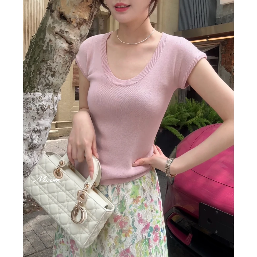 【WENZO2号店】醋酸短袖~夏季百搭凉感气质含羊毛针织短袖W250501