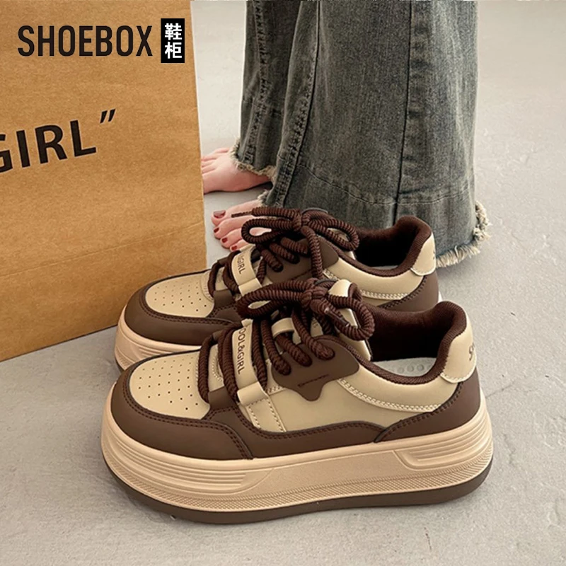 SHOEBOX鞋柜爆款厚底运动鞋女2025春季新款女鞋休闲美拉德板鞋