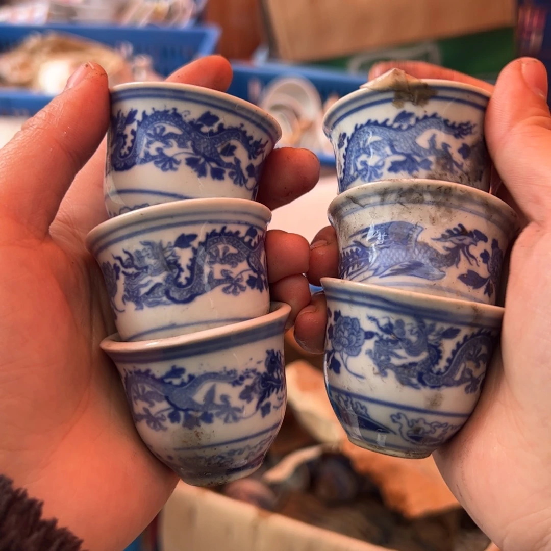 陶其他凤穿牡丹小酒杯6个