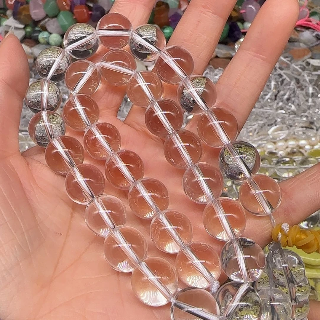 玛瑙/玉髓合金珠宝半成品白水晶12mm拍两64发一条